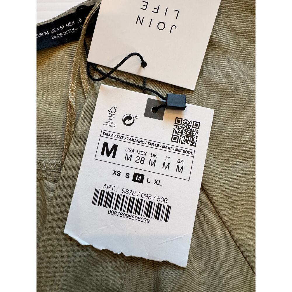 Zara Jumpsuit Women’s Medium Olive Green Utility NWT Safari Straight Leg Pockets - Picture 6 of 16